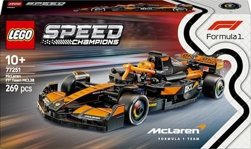 LEGO Speed Champions McLaren F1 Team MCL38 Yarış Arabası 77251 – 10 Yaş ve Üzeri Kız ve Erkek Çocukları ile Yetişkin Motorseverler için Sürücü Minifigürü İçeren Yapım ve Sergileme Seti (269 Parça)