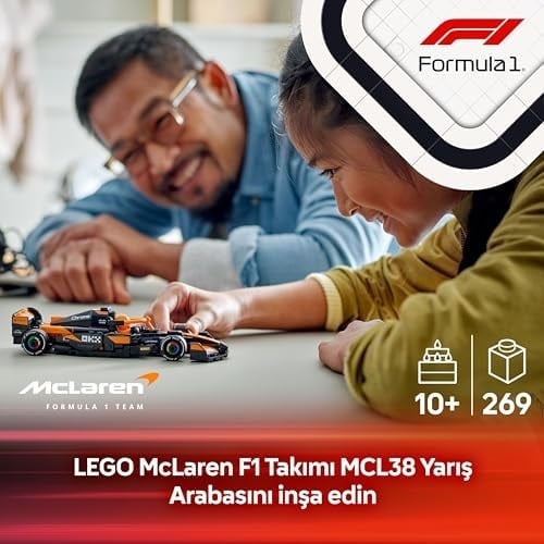 LEGO Speed Champions McLaren F1 Team MCL38 Yarış Arabası 77251 – 10 Yaş ve Üzeri Kız ve Erkek Çocukları ile Yetişkin Motorseverler için Sürücü Minifigürü İçeren Yapım ve Sergileme Seti (269 Parça)