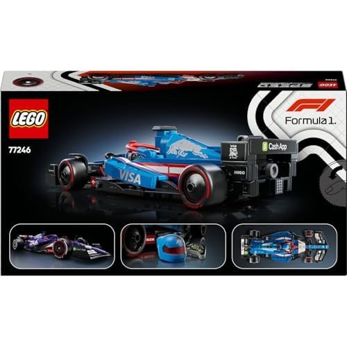 LEGO Speed Champions Visa Cash App RB VCARB 01 F1 Yarış Arabası 77246 | Yetişkinler için RB Kıyafeti ve Kanatlı Kask Giyen Sürücü Minifigürü İçeren Model Yapım Seti, Hediye Fikri (248 Parça)
