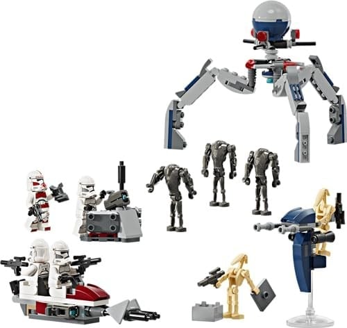 LEGO Star Wars Klon Trooper ve Savaş Droidi Savaş Paketi Seti 75372 – 7 Yaş ve Üzeri Kız ve Erkek Çocuklar için 4 Minifigür ve 5 Droid İçeren Oyuncak Yapım Seti, Doğum Günü Hediyesi Fikri (215 Parça)