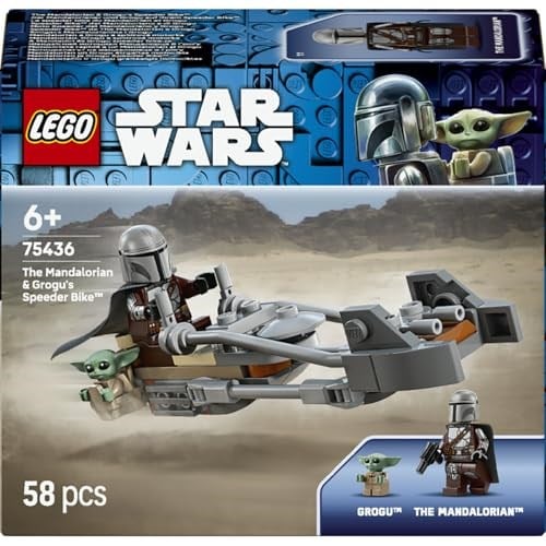 LEGO Star Wars Mandalorian ve Grogu’nun Hız Motoru 75436 | 6 Yaş ve Üzeri Çocuklar için Blaster Silahlı Mandalorian Minifigürü İçeren Oyuncak Yapım Seti, Hediye Fikri (58 Parça)