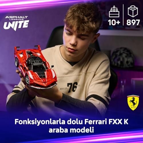 LEGO Technic Ferrari FXX K 42212 – 10 Yaş ve Üzeri Çocuklar için STEMe İlgi Uyandıran Model Araba Oyuncak Yapım Seti, Spor Araba Tutkunları İçin Yaratıcı Hediye Fikri ve Eğitici Oyun (897 Parça)