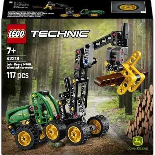 LEGO Technic John Deere 1470H Tekerlekli Orman Makinesi 42218 | 7 Yaş ve Üzeri Kız ve Erkek Çocuklar için Çalışan Kepçe ve Kütük İçeren Oyuncak Yapım Seti, Hediye Fikri (117 Parça)