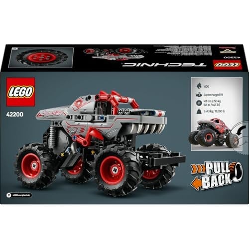 LEGO Technic Monster Jam ThunderROARu Çek-Bırak Oyuncak Kamyon – Yaratıcı Oyunları Seven 7 Yaş ve Üzeri Erkek ve Kız Çocukları için Araç Yapım Seti, Hediye Fikri 42200 (232 Parça)