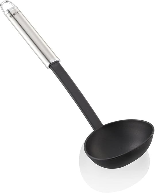 Leifheit Kepçe 32 cm naylon Sterling serisi, paslanmaz çelik ve naylondan çorba kepçesi, çiziksiz pişirmek için, oval saplı ve pratik asma halkalı, sos kaşığ - Seçenekler: Kepçe, Sebze kaşığı, spatula