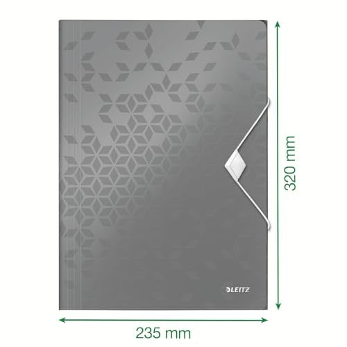 Leitz 45990062 WOW A4 İnce Lastikli 3 Katlı Dosya, Metalik Mor