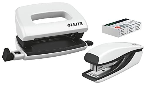 Leitz Nexxt mini delgeç ve zımba seti, 10 sayfaya kadar, P2 No. 10 zımba teli, inci beyazı, WOW, 55612001