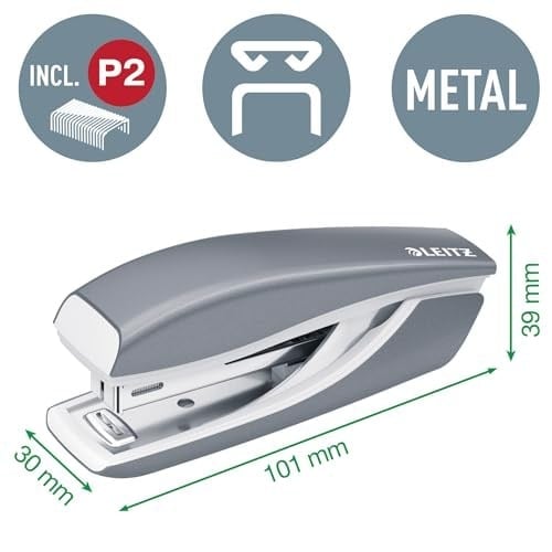 Leitz Nexxt mini delgeç ve zımba seti, 10 sayfaya kadar, P2 No. 10 zımba teli, inci beyazı, WOW, 55612001