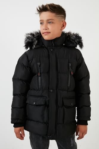 Lela İçi Peluş Astarlı Çıkarılabilir Kapüşonlu Suya Dayanıklı Kışlık Mont Erkek Çocuk MONT 5760022