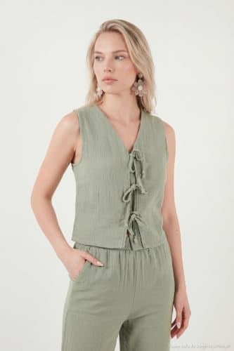 Lela Pamuklu Regular Fit Bağlama Detaylı Alt-Üst Müslin Takım Bayan TAKIM 5866660 - Bedenler: S, M, L, XL