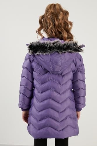 Lela Peluş Astarlı Yakası Suni Kürklü Çıkarılabilir Kapüşonlu Kışlık Mont Kız Çocuk MONT 5766041
