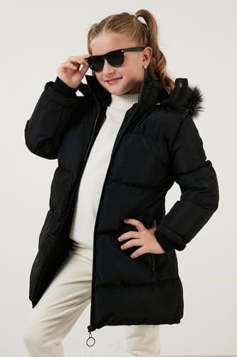 Lela Peluş Astarlı Yakası Suni Kürklü Çıkarılabilir Kapüşonlu Kışlık Mont Kız Çocuk MONT 5760072 - Seçenekler: 5 Yıl, 6 Yıl, 7 Yıl