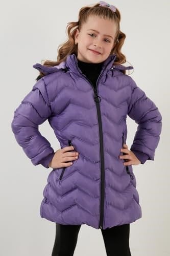 Lela Peluş Astarlı Yakası Suni Kürklü Çıkarılabilir Kapüşonlu Kışlık Mont Kız Çocuk MONT 5766041