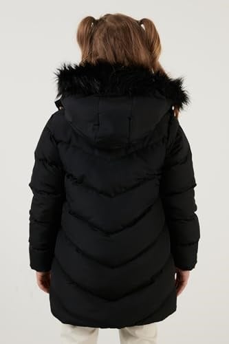 Lela Yakası Suni Kürklü Peluş Astarlı Kapüşonlu Kışlık Şişme Mont Kız Çocuk MONT 6035018