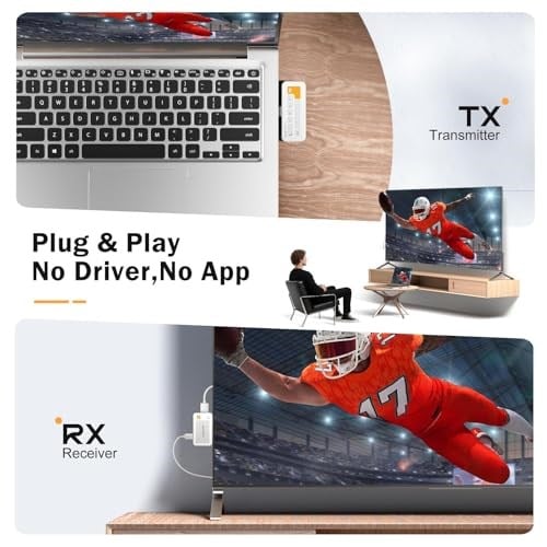 Lemorele Kablosuz USB C Verici ve Alıcı, 164FT/50M, USB-C iPhone/Tablet/Dizüstü/PCden Monitör/Projektör/TV Kutusuna Video Ses Akışı için 5G HDMI Kablosuz İletim (Beyaz)