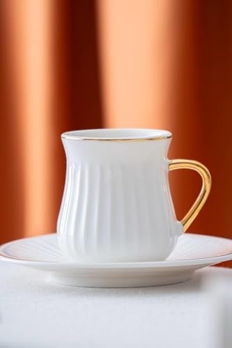 Lena 6 Kişilik Beyaz Kahve Fincanı Takımı - 90 ml