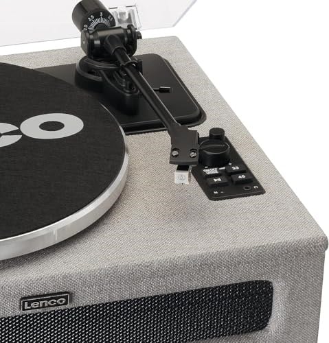 Lenco LS-440 Pikap - Bluetooth Pikap - Entegre Hoparlör 40 Watt RMS - Kayış Tahriki - Pitch Control - Ön Amplifikatör - RCA Out ve AUX-In - Gri | LS-440 - Vinil Çalar - Bluetooth 40 Watt RMS - Kayış T