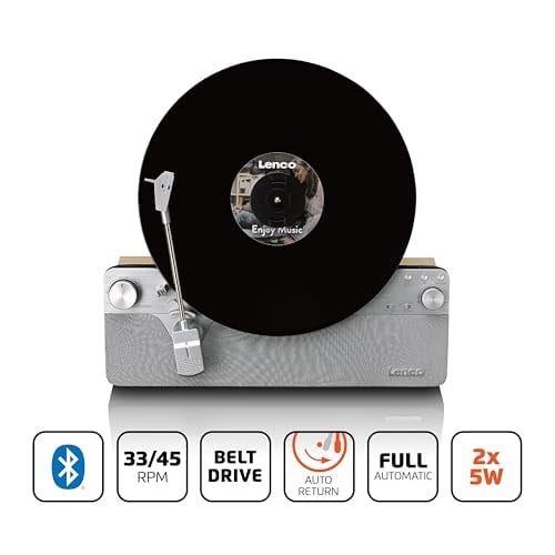 Lenco LSA-071SI – Tam otomatik dikey pikap, dahili hoparlörlü ve Bluetooth® – Gümüş | Plak çalar - Vinil Oynatıcı - Gümüş
