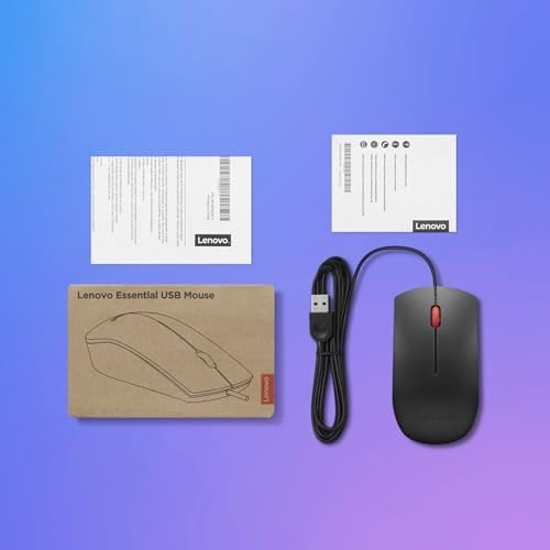 Lenovo 5266214 Essential Fare, 3 Düğmeli, Kablolu USB, Siyah