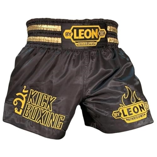 Leon Kick Boxing Nakışlı Kick Boks Şortu Siyah