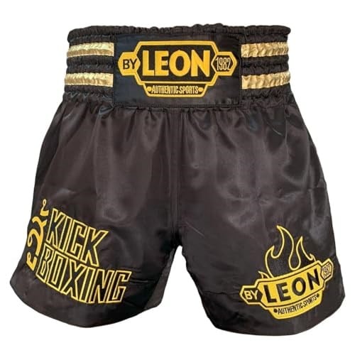 Leon Kick Boxing Nakışlı Kick Boks Şortu Siyah