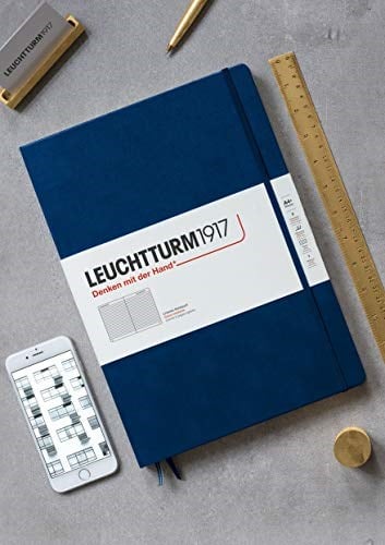 Leuchtturm1917 Master Klasik (A4+), 235 Sayfa Not Defteri, Noktalı, Lacivert - Seçenekler: Dotted, Kariert, Liniert, şeffaf