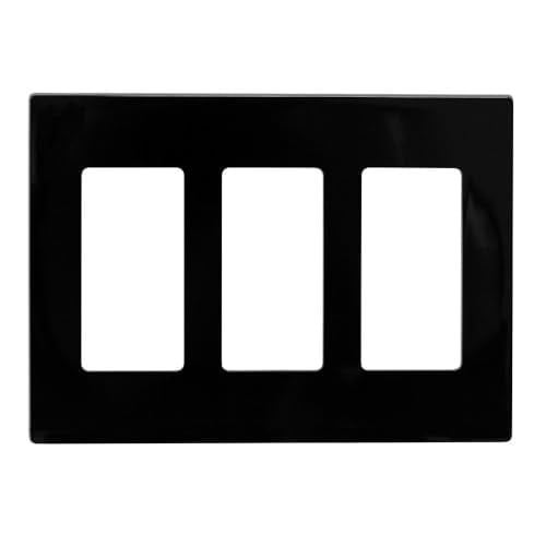 Leviton 80311-SE 3-Gang Decora Plus Duvar Plakası Vidasız Geçmeli Montaj, Siyah