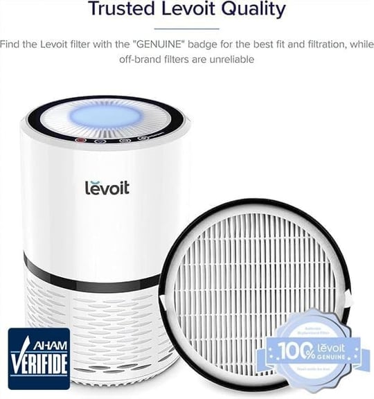 Levoit hava temizleyici LV-H132 yedek filtre, çok etkili HEPA ve aktif karbon filtresi seti, LV-H132-RF