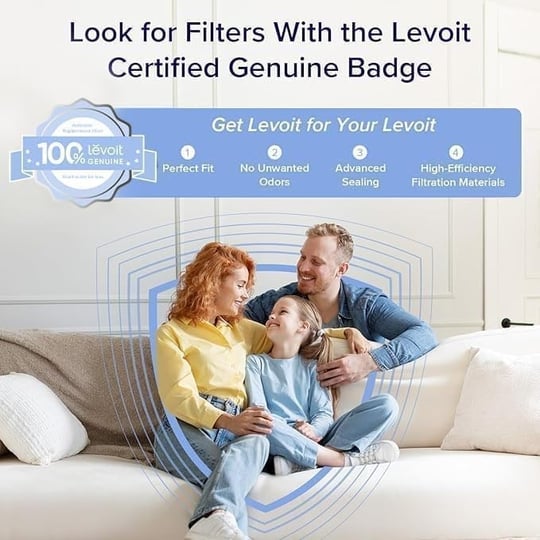 LEVOIT Vital100 Hava Temizleyici Değiştirme, Gerçek HEPA Yüksek Verimli Aktif Karbon Filtre, Vital 100-RF, 2li Paket, Beyaz