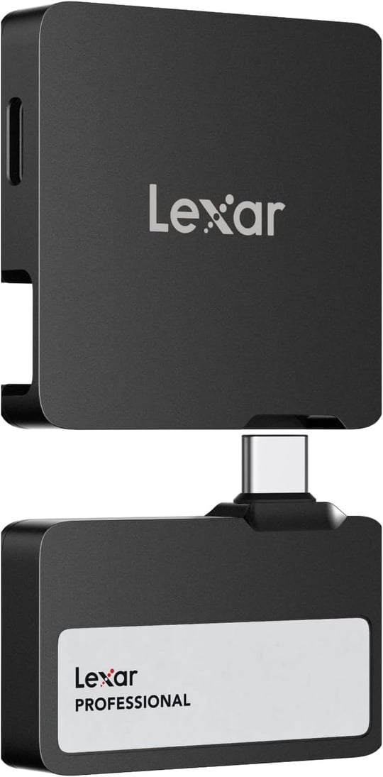 Lexar 2TB Professional Go Taşınabilir SSD, Hub ile, Apple 4K 60fps ProRes Destekler, 1050MB/sye kadar, USB 3.2 Gen 2, Sağlam, IP65, Ultracompact, iPhone 15/16 ile uyumlu, Harici SSD, Siyah