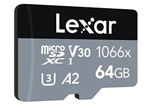 Lexar 64GB High-Performance 1066x microSDXC UHS-I, up to 160MB/s read 70MB/s write C10 A2 V30 U3