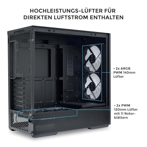 Lian Li Medium Case(2x140mm PWM ARGBfans,2x120 PWMfans) Black