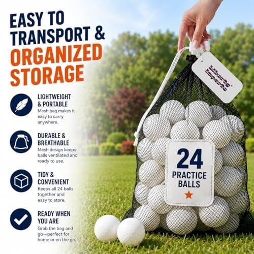 Liberty Imports 24lü Paket Küçük Çocuk Yedek T Top Plastik Beyzbol Topları Dayanıklı File Çanta - Softbol ve Beyzbol Eğitimi için 2 Düzine Pratik Oyuncak Topları (2,5 inç)