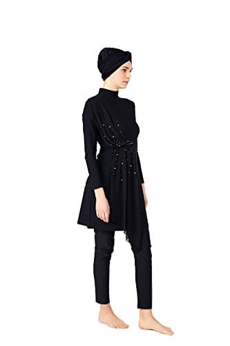 Life For Moda Adasea Kadın Likralı Tam Kapalı Tesettür Mayo Tül İnci Detaylı 4248