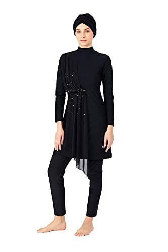 Life For Moda Adasea Kadın Likralı Tam Kapalı Tesettür Mayo Tül İnci Detaylı 4248