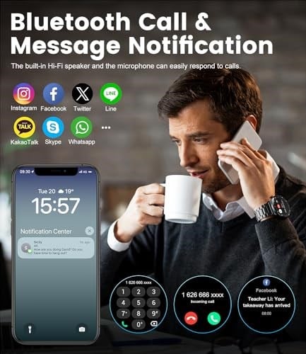 LIGE Akıllı Saat Erkek Bluetooth Telefon Aramaları 1,43 AMOLED Daima Açık Ekran Erkek Akıllı Saat Android ve iOS 100+ Spor Aktivitesi Fitness Takipçisi Siyah Çelik Erkek Akıllı Saat Nabız Sağlık