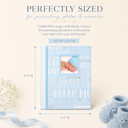Lil Peach First 5 Years Dream Big Wordplay Bebek Hafıza Kitabı, Bebek Hatıra Günlüğü, Yeni ve Bekleyen Ebeveynler İçin Hediye, 46 Dolgu Sayfası, Mavi 1 Adet (1li Paket)