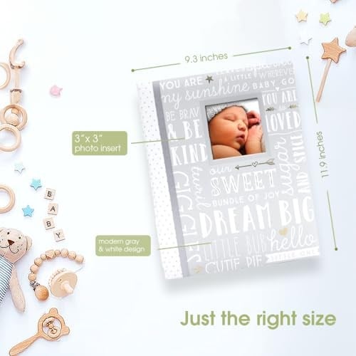 Lil Peach First 5 Years Dream Big Wordplay Bebek Hafıza Defteri, Yeni ve Bekleyen Ebeveynler için Cinsiyetten Ayrılmış Bebek Hatırası, Hamilelik ve Kilometre Taşı Günlüğü, Gri