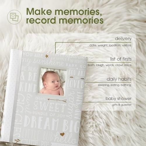 Lil Peach First 5 Years Dream Big Wordplay Bebek Hafıza Defteri, Yeni ve Bekleyen Ebeveynler için Cinsiyetten Ayrılmış Bebek Hatırası, Hamilelik ve Kilometre Taşı Günlüğü, Gri