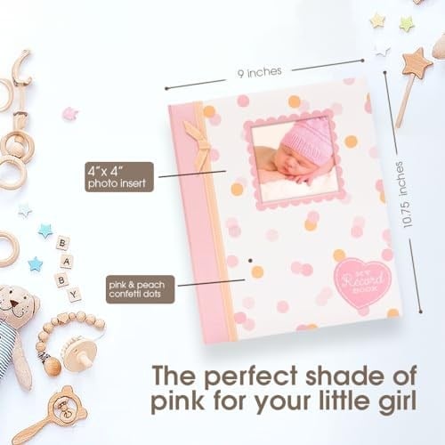 Lil Peach İlk 5 Yıl Bebek Hafıza Kitabı, Kız Bebek Hatıra Defteri, Kilometre Taşı ve Fotoğraf Günlüğü, Pembe ve Şeftali Konfeti Polka Noktaları