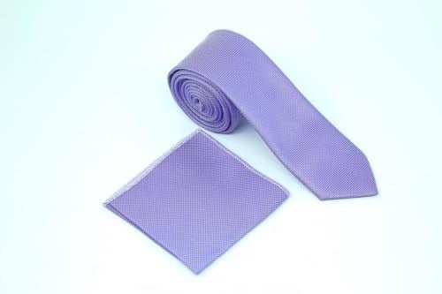 Lila Kravat Mendil Yaka Çiçeği Set