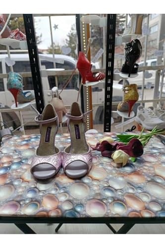 LİLA YILDIZ TOZU DOKULU TANGO, DANS VE SALON AYAKKABISI 9,5 CM 15 PONT KONİ MODEL TOPUK KAPALI - Bedenler: 37 EU, 39 EU