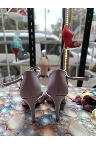 LİLA YILDIZ TOZU DOKULU TANGO, DANS VE SALON AYAKKABISI 9,5 CM 15 PONT KONİ MODEL TOPUK KAPALI - Bedenler: 37 EU, 39 EU