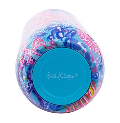 Lilly Pulitzer 10 oz Sapsız Şampanya Flüti, Kapaklı Küçük Paslanmaz Çelik Bardak, Çift Duvarlı Yalıtımlı Metal Kupa, Kumda İhtişam