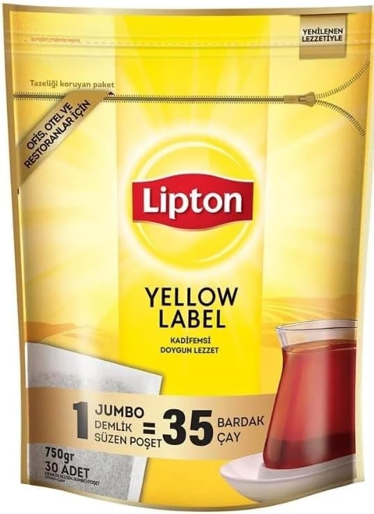 Lipton Yellow Label Jumbo Demlik Poşet Çay, 30lu, 750 G (30x25G)