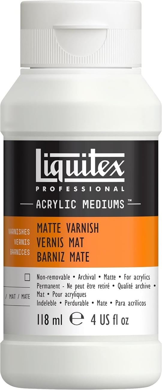Liquitex 5204 Profesyonel Mat Vernik, Akrilik Boyalar İçin Son Kat Verniği - Saten Son Kat, Sararma Yapmayan, Eskimeye Karşı Dayanıklı, Hızlı Kuruyan, Arşiv Kalitesinde - 4oz Şişe, Şeffaf