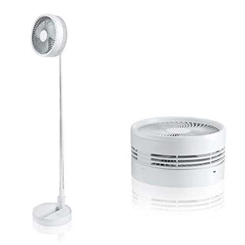 LIVINGTON Fold & Cold – Uzatılabilir Mini Vantilatör, Pilli, Güçlü USB Vantilatör, 10 Saat Çalışma Süresi, Esnek Ayaklı ve Masa Vantilatörü, 1 m Yüksekliğe Kadar Uzatılabilir