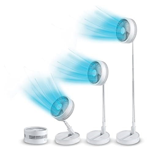 LIVINGTON Fold & Cold – Uzatılabilir Mini Vantilatör, Pilli, Güçlü USB Vantilatör, 10 Saat Çalışma Süresi, Esnek Ayaklı ve Masa Vantilatörü, 1 m Yüksekliğe Kadar Uzatılabilir