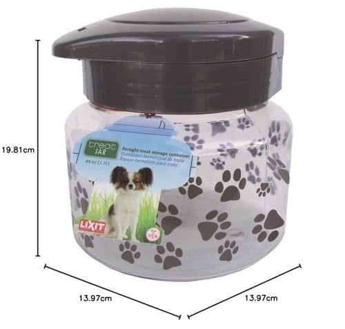 Lixit Köpekler, Kediler, Küçük Hayvanlar ve Kuşlar için Yiyecek ve Ödül Saklama Kavanozları. (1,814 ml, Gri) - Seçenekler: 44oz, 64oz, 128oz