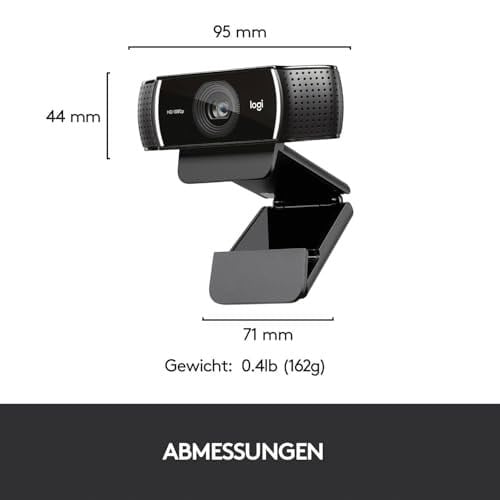 Logitech C922 PRO HD Web Kamerası, 1080p/30 FPS Çözünürlük, RightLight 2 ile Otomatik Işık Düzeltme, Çift Gürültü Önleyici Mikrofon, Premium XSplit Lisanslı, Siyah